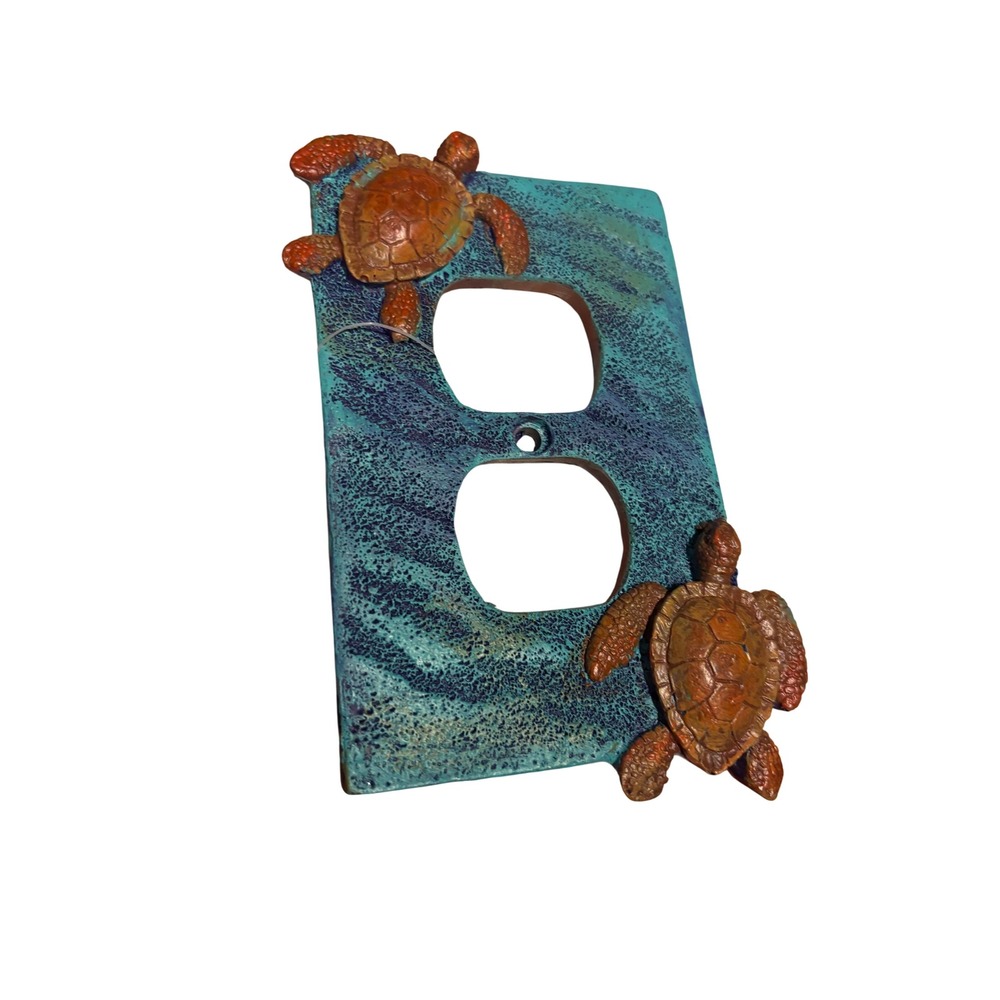 Sea Turtle Ocean Themed Outlet Cover Plate Turquoise Blue Resin Coastal Decor